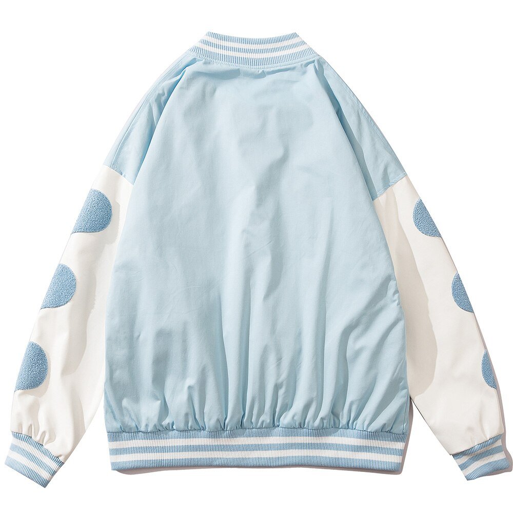 Baseball Jacket Men Leather Patchwork Furry Heart Patch Baggy Harajuku High Street Fashion All-match Bomber Coat Autumn - Vimost Shop