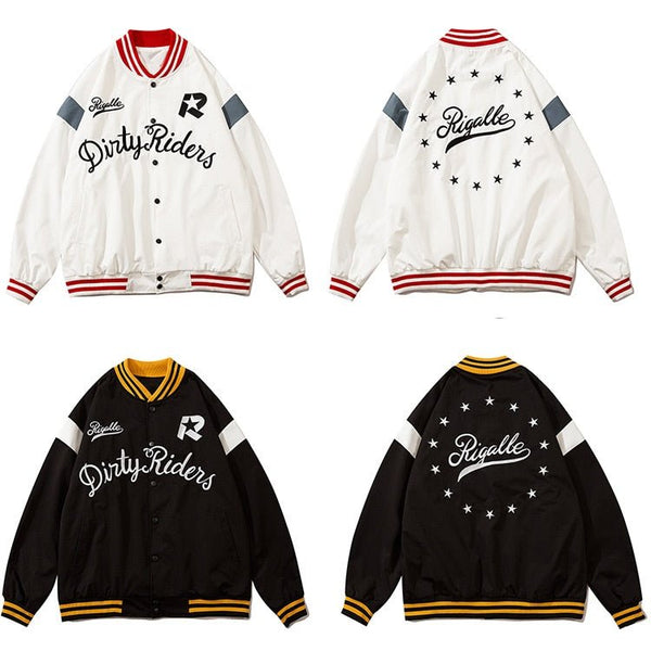 Baseball Jacket Men Star Letter Embroidery Patchwork Bomber Coats Autumn Retro Fashion High Street All-match Streetwear - Vimost Shop