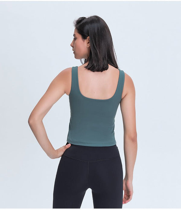 BASIC Longer-line Version Padded Workout Gym Crop Vest Women Naked Feel Fitness Yoga Sport Crop Top Sleeveless Shirts - Vimost Shop