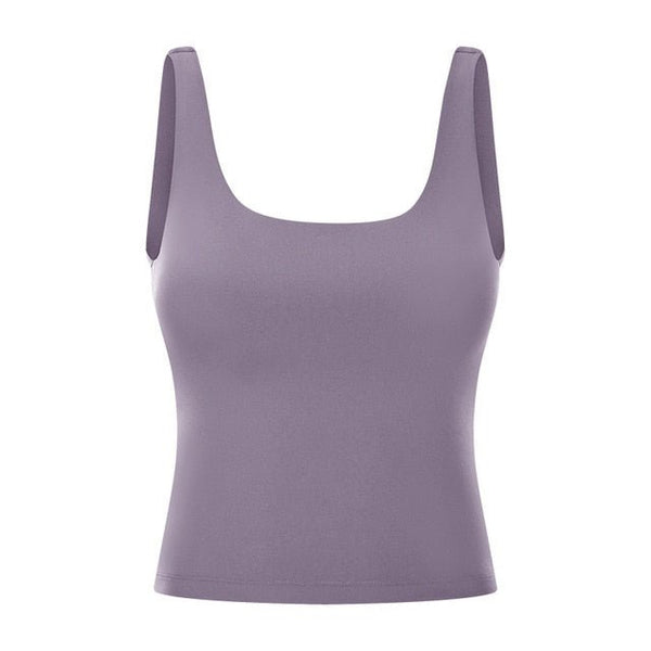 BASIC Longer-line Version Padded Workout Gym Crop Vest Women Naked Feel Fitness Yoga Sport Crop Top Sleeveless Shirts - Vimost Shop