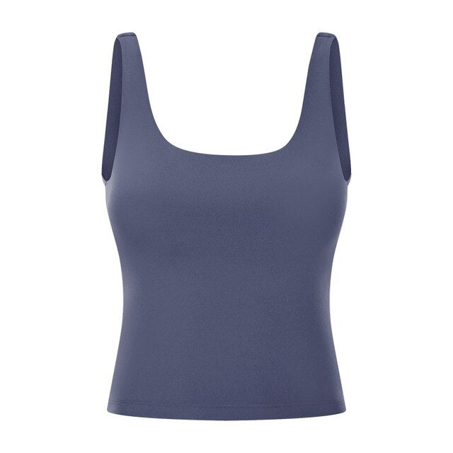 BASIC Longer-line Version Padded Workout Gym Crop Vest Women Naked Feel Fitness Yoga Sport Crop Top Sleeveless Shirts - Vimost Shop