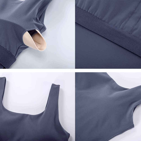 BASIC Longer-line Version Padded Workout Gym Crop Vest Women Naked Feel Fitness Yoga Sport Crop Top Sleeveless Shirts - Vimost Shop