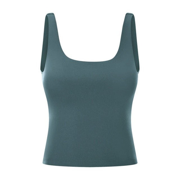 BASIC Longer-line Version Padded Workout Gym Crop Vest Women Naked Feel Fitness Yoga Sport Crop Top Sleeveless Shirts - Vimost Shop