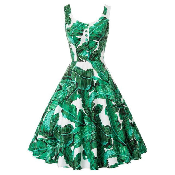 Belle Poque Cotton Dress Women Sleeveless V-Neck Buttons Grid Plaid Dresses Ladies Summer Knee Length Flare Swing A-Line Dress - Vimost Shop