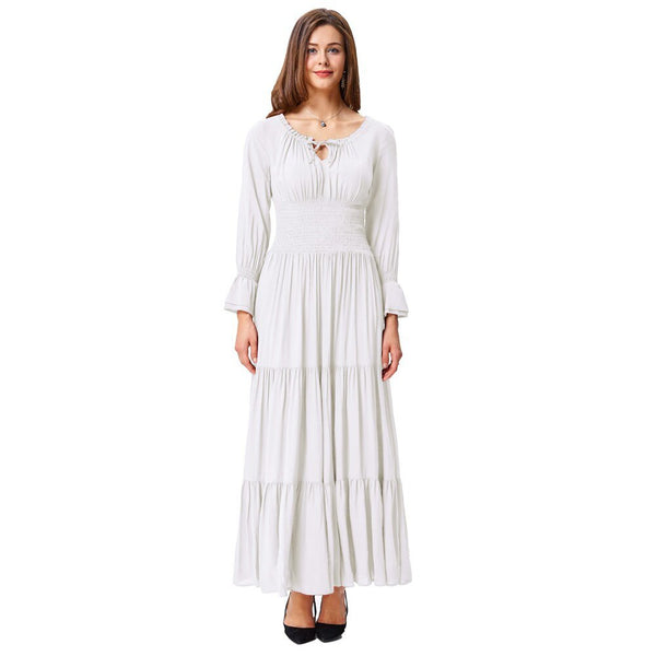 Belle Poque Women Dresses Long Sleeve Comfortable Rayon Renaissance Dresses Summer Maxi Dress Sexy Ruched Summer Autumn New Lady - Vimost Shop