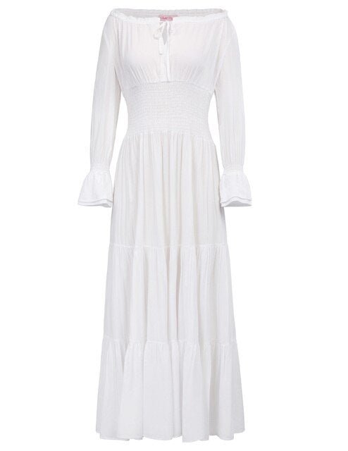 Belle Poque Women Dresses Long Sleeve Comfortable Rayon Renaissance Dresses Summer Maxi Dress Sexy Ruched Summer Autumn New Lady - Vimost Shop