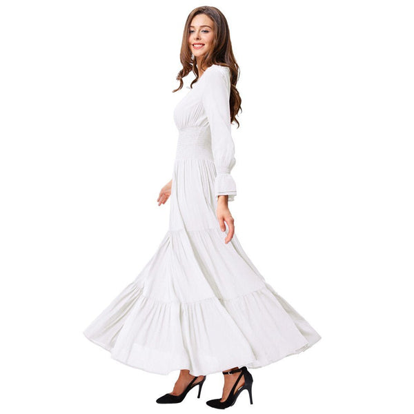 Belle Poque Women Dresses Long Sleeve Comfortable Rayon Renaissance Dresses Summer Maxi Dress Sexy Ruched Summer Autumn New Lady - Vimost Shop