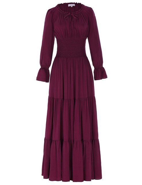 Belle Poque Women Dresses Long Sleeve Comfortable Rayon Renaissance Dresses Summer Maxi Dress Sexy Ruched Summer Autumn New Lady - Vimost Shop