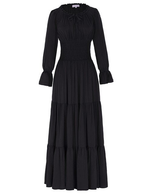 Belle Poque Women Dresses Long Sleeve Comfortable Rayon Renaissance Dresses Summer Maxi Dress Sexy Ruched Summer Autumn New Lady - Vimost Shop