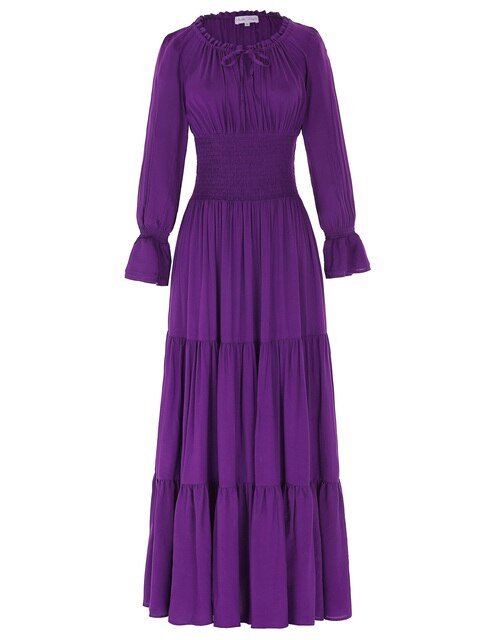 Belle Poque Women Dresses Long Sleeve Comfortable Rayon Renaissance Dresses Summer Maxi Dress Sexy Ruched Summer Autumn New Lady - Vimost Shop