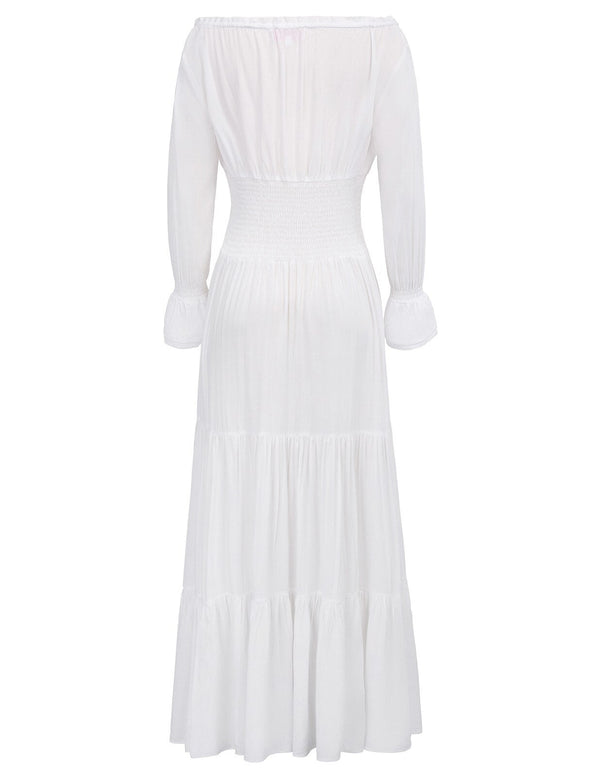 Belle Poque Women Dresses Long Sleeve Comfortable Rayon Renaissance Dresses Summer Maxi Dress Sexy Ruched Summer Autumn New Lady - Vimost Shop