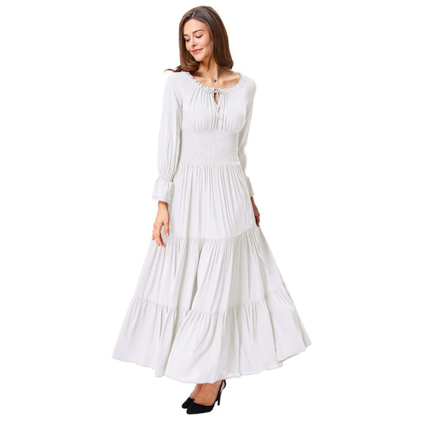Belle Poque Women Dresses Long Sleeve Comfortable Rayon Renaissance Dresses Summer Maxi Dress Sexy Ruched Summer Autumn New Lady - Vimost Shop