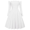 Belle Poque Women Dresses Retro Sexy Long Sleeve Off Shoulder Flared A-Line Dress Swing Knee Length Solid Fall Lady Dresses New - Vimost Shop