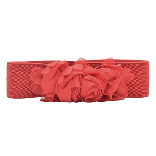 Belt For Women Girls Fashion Elastic Waistband Chiffon Roses Slender knitted Small Fresh Belt Lady Dress Accessories - Vimost Shop