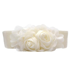 Belt For Women Girls Fashion Elastic Waistband Chiffon Roses Slender knitted Small Fresh Belt Lady Dress Accessories