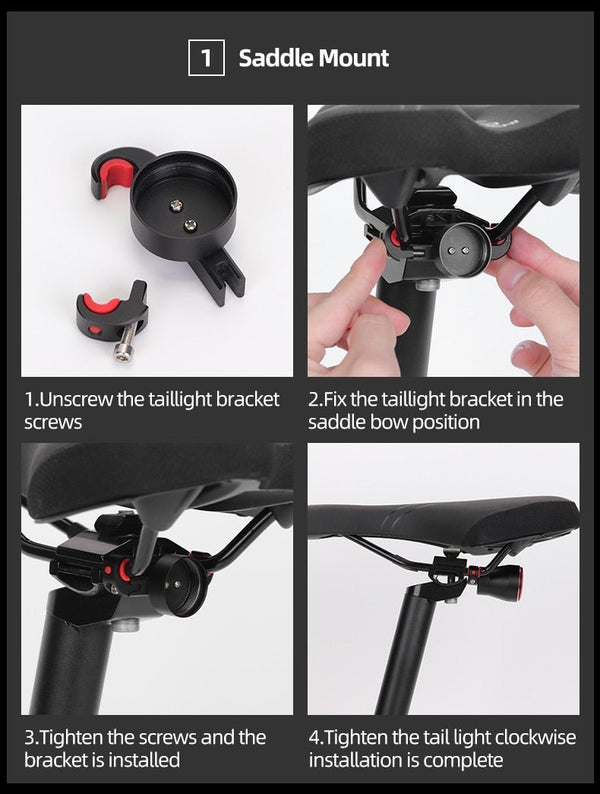 Bicycle Smart Auto Brake Sensing Light IPx6 Waterproof LED Charging Cycling Taillight Bike Rear Light Accessories Q5 - Vimost Shop