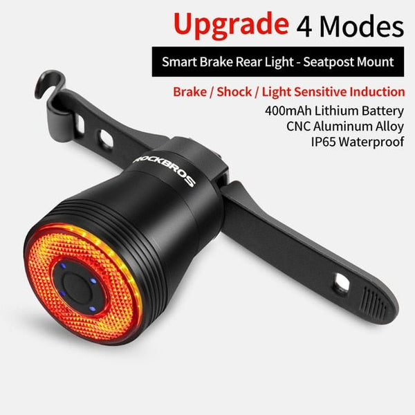 Bicycle Smart Auto Brake Sensing Light IPx6 Waterproof LED Charging Cycling Taillight Bike Rear Light Accessories Q5 - Vimost Shop