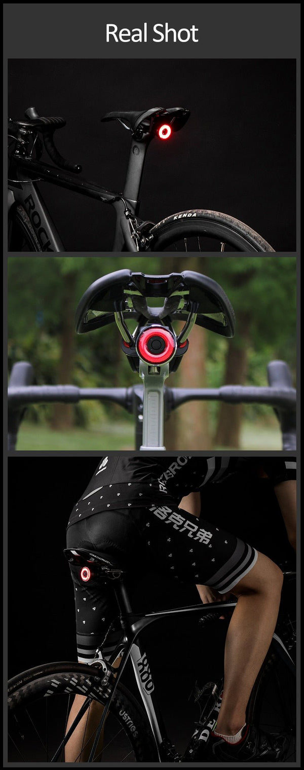 Bicycle Smart Auto Brake Sensing Light IPx6 Waterproof LED Charging Cycling Taillight Bike Rear Light Accessories Q5 - Vimost Shop