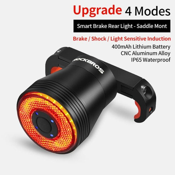 Bicycle Smart Auto Brake Sensing Light IPx6 Waterproof LED Charging Cycling Taillight Bike Rear Light Accessories Q5 - Vimost Shop