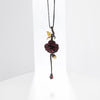 Black & 18k Gold Over 925 Silver Two Tone Handmade Rose Flower Natural Rhodolite Garnet Pendant Necklace For Women - Vimost Shop
