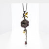 Black & 18k Gold Over 925 Silver Two Tone Handmade Rose Flower Natural Rhodolite Garnet Pendant Necklace For Women - Vimost Shop