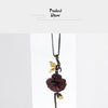 Black & 18k Gold Over 925 Silver Two Tone Handmade Rose Flower Natural Rhodolite Garnet Pendant Necklace For Women - Vimost Shop