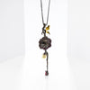 Black & 18k Gold Over 925 Silver Two Tone Handmade Rose Flower Natural Rhodolite Garnet Pendant Necklace For Women - Vimost Shop