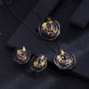 Black and 18k gold over 925 silver two tone handmade butterfly flower Amethyst pendant necklace for Mom Girlfriend - Vimost Shop