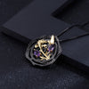 Black and 18k gold over 925 silver two tone handmade butterfly flower Amethyst pendant necklace for Mom Girlfriend - Vimost Shop
