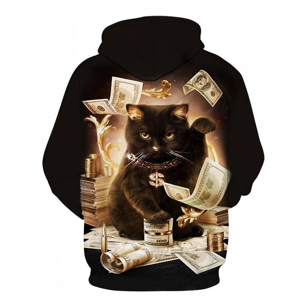 Black and white cat 3D Pouplar hoodie woman kawaii harajuku summer and fall casual top plus 6XL - Vimost Shop