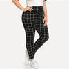 Black And White Plaid Women Leggings Autumn Winter Grid Print Long Casual Legging - Vimost Shop