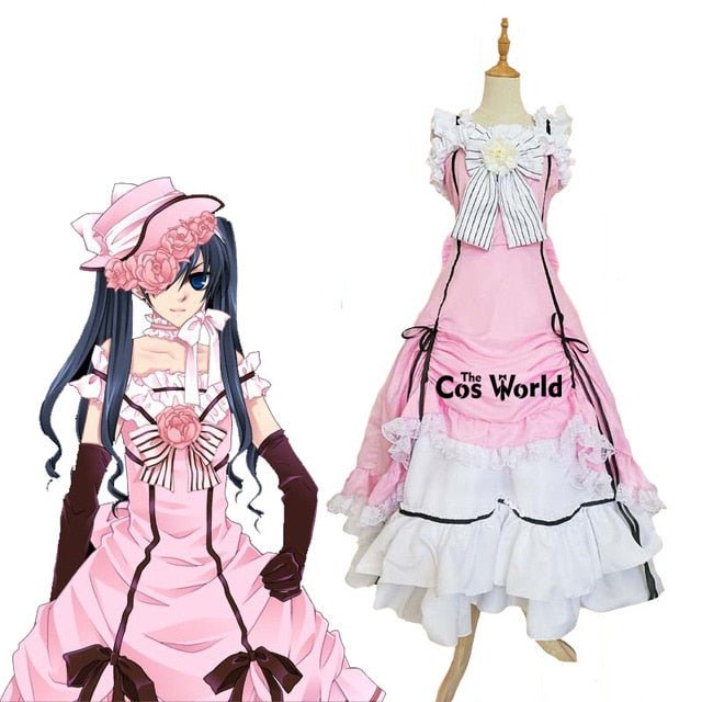 Black Butler Kuroshitsuji Ciel Phantomhive Sleeveless Lace Maid Court Full Dress Uniform Outfit Anime Cosplay Costumes - Vimost Shop