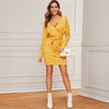 Black Deep V neck Pearls Beading Belted Elegant Dress Women 2019 Autumn High Waist Batwing Sleeve Wrap Bodycon Dresses - Vimost Shop