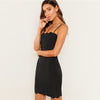 Black Form Fitting Scalloped Cami Dress Bodycon Sleeveless Slim Short Party Dress Women Autumn Highstreet Elegant Dresses - Vimost Shop