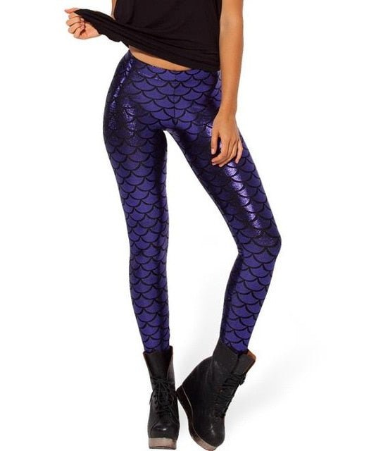 Black Milk Digital Print Women Mermaid Fish Scale Leggings - Vimost Shop