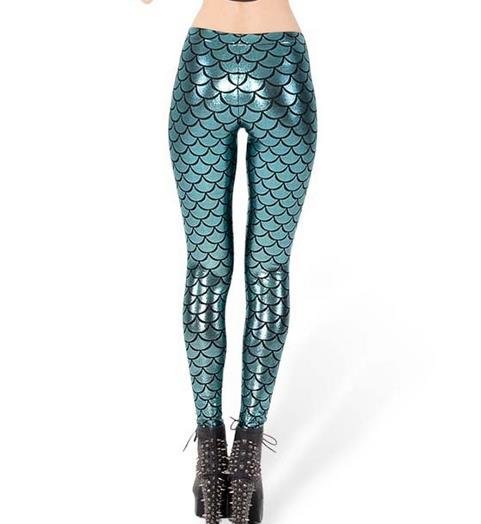 Black Milk Digital Print Women Mermaid Fish Scale Leggings - Vimost Shop