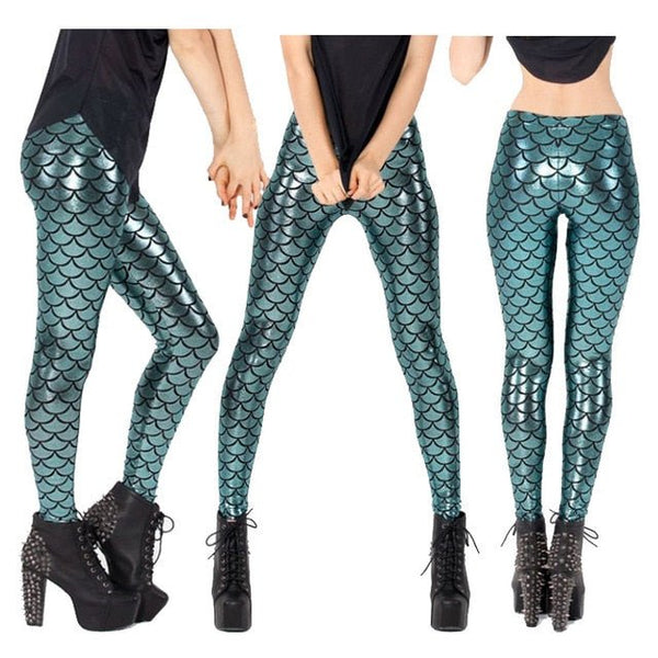 Black Milk Digital Print Women Mermaid Fish Scale Leggings - Vimost Shop