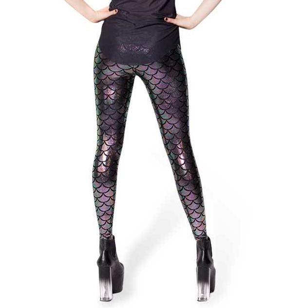 Black Milk Digital Print Women Mermaid Fish Scale Leggings - Vimost Shop