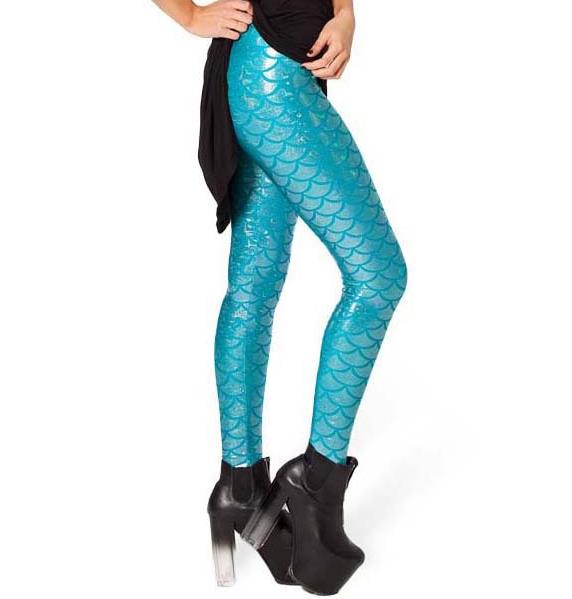 Black Milk Digital Print Women Mermaid Fish Scale Leggings - Vimost Shop