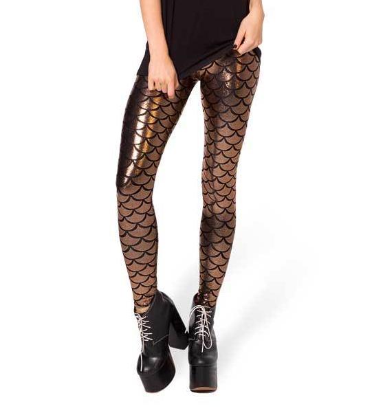 Black Milk Digital Print Women Mermaid Fish Scale Leggings - Vimost Shop