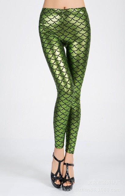 Black Milk Digital Print Women Mermaid Fish Scale Leggings - Vimost Shop