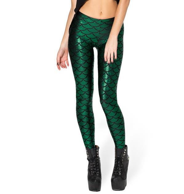 Black Milk Digital Print Women Mermaid Fish Scale Leggings - Vimost Shop