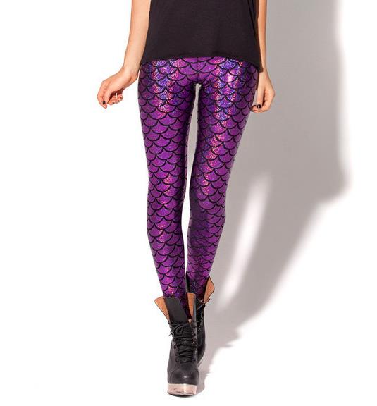 Black Milk Digital Print Women Mermaid Fish Scale Leggings - Vimost Shop