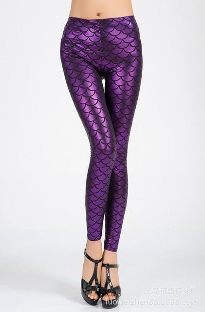 Black Milk Digital Print Women Mermaid Fish Scale Leggings - Vimost Shop