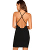 Black Scallop Trim Halter Dress Elegant Spaghetti Strap Solid Slim Short Dress Summer Modern Lady Women Sexy Party Dresses - Vimost Shop