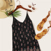 Black Sexy Tribal Print Cami Summer Dress Women Boho Beach V Neck Adjustable Spaghetti Strap Backless Mini Dress - Vimost Shop