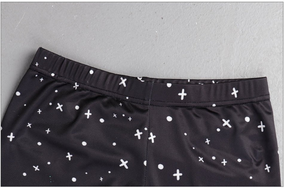 Black Starry Green Octopus Printed Gothic Style Leggings for Women Fantastic Elastic Waist Ankle Pants - Vimost Shop
