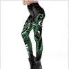 Black Starry Green Octopus Printed Gothic Style Leggings for Women Fantastic Elastic Waist Ankle Pants - Vimost Shop
