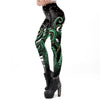 Black Starry Green Octopus Printed Gothic Style Leggings for Women Fantastic Elastic Waist Ankle Pants - Vimost Shop