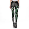Black Starry Green Octopus Printed Gothic Style Leggings for Women Fantastic Elastic Waist Ankle Pants - Vimost Shop
